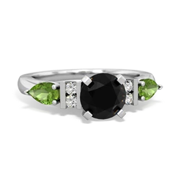 Onyx 6Mm Round Eternal Embrace Engagement 14K White Gold ring R2005