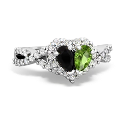 Onyx Diamond Twist 'One Heart' 14K White Gold ring R2640HRT