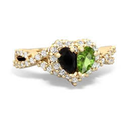 Onyx Diamond Twist 'One Heart' 14K Yellow Gold ring R2640HRT