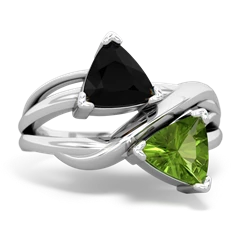 Onyx Split Band Swirl 14K White Gold ring R2341