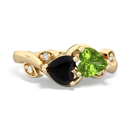 Onyx Floral Elegance 14K Yellow Gold ring R5790