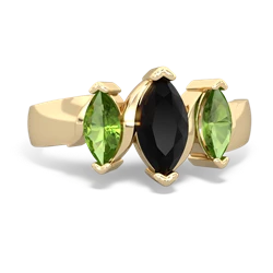 Onyx Three Peeks 14K Yellow Gold ring R2433