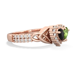 Onyx Celtic Knot Two Hearts As One 14K Rose Gold ring R2644HRT