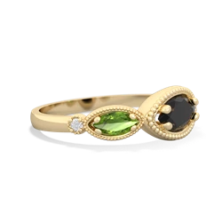 Onyx Milgrain Marquise 14K Yellow Gold ring R5700