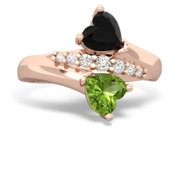 Onyx Heart To Heart 14K Rose Gold ring R2064