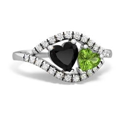 Onyx Mother And Child 14K White Gold ring R3010