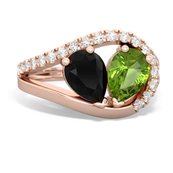 Onyx Nestled Heart Keepsake 14K Rose Gold ring R5650