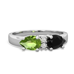 Onyx Pear Bowtie 14K White Gold ring R0865