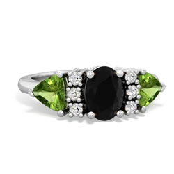 Onyx Antique Style Three Stone 14K White Gold ring R2186