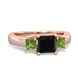 Onyx Three Stone Trellis 14K Rose Gold ring R4015