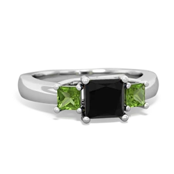 Onyx Three Stone Trellis 14K White Gold ring R4015