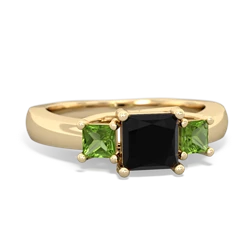 Onyx Three Stone Trellis 14K Yellow Gold ring R4015