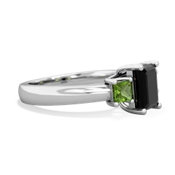 Onyx Three Stone Emerald-Cut Trellis 14K White Gold ring R4021