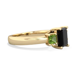 Onyx Three Stone Emerald-Cut Trellis 14K Yellow Gold ring R4021