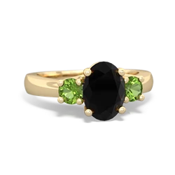 Onyx Three Stone Oval Trellis 14K Yellow Gold ring R4024