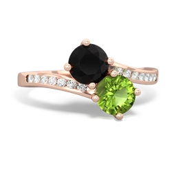 Onyx Channel Set Two Stone 14K Rose Gold ring R5303