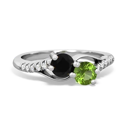 Onyx Infinity Pave Two Stone 14K White Gold ring R5285