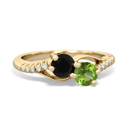 Onyx Infinity Pave Two Stone 14K Yellow Gold ring R5285