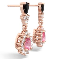 Onyx Halo Pear Dangle 14K Rose Gold earrings E1882