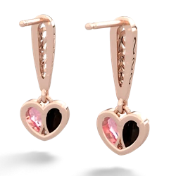 Onyx Filligree Heart 14K Rose Gold earrings E5070