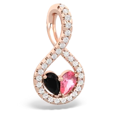 Onyx Pave Twist 'One Heart' 14K Rose Gold pendant P5360