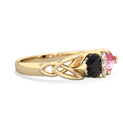 Onyx Celtic Knot Double Heart 14K Yellow Gold ring R5040