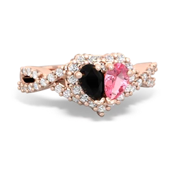 Onyx Diamond Twist 'One Heart' 14K Rose Gold ring R2640HRT