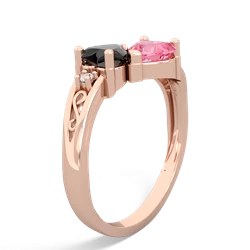 Onyx Snuggling Hearts 14K Rose Gold ring R2178