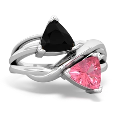 Onyx Split Band Swirl 14K White Gold ring R2341