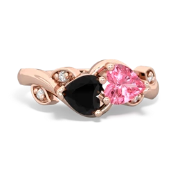 Onyx Floral Elegance 14K Rose Gold ring R5790