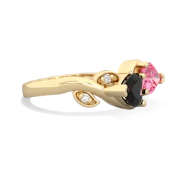 Onyx Floral Elegance 14K Yellow Gold ring R5790