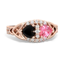 Onyx Sparkling Celtic Knot 14K Rose Gold ring R2645