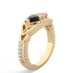 Onyx Sparkling Celtic Knot 14K Yellow Gold ring R2645