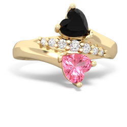 Onyx Heart To Heart 14K Yellow Gold ring R2064