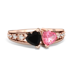 Onyx Heart To Heart 14K Rose Gold ring R3342