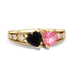 Onyx Heart To Heart 14K Yellow Gold ring R3342