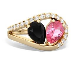 Onyx Nestled Heart Keepsake 14K Yellow Gold ring R5650