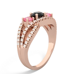 Onyx Three Stone Aurora 14K Rose Gold ring R3080