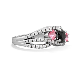 Onyx Three Stone Aurora 14K White Gold ring R3080