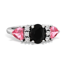 Onyx Antique Style Three Stone 14K White Gold ring R2186