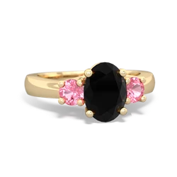 Onyx Three Stone Oval Trellis 14K Yellow Gold ring R4024