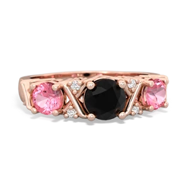 Onyx Hugs And Kisses 14K Rose Gold ring R5016