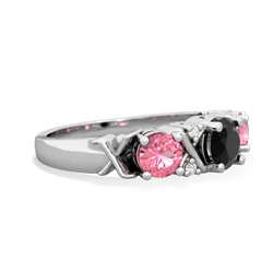 Onyx Hugs And Kisses 14K White Gold ring R5016