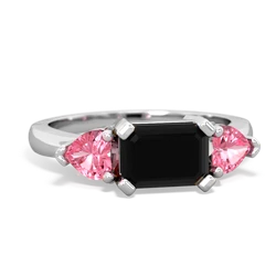 Onyx Three Stone 14K White Gold ring R5235