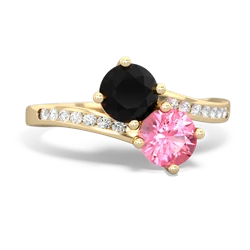 Onyx Channel Set Two Stone 14K Yellow Gold ring R5303