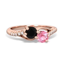 Onyx Infinity Pave Two Stone 14K Rose Gold ring R5285