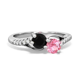 Onyx Infinity Pave Two Stone 14K White Gold ring R5285