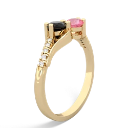 Onyx Infinity Pave Two Stone 14K Yellow Gold ring R5285