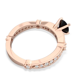 Onyx Sparkling Tiara 6Mm Round 14K Rose Gold ring R26296RD