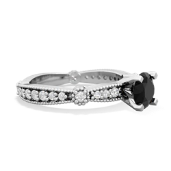 Onyx Sparkling Tiara 6Mm Round 14K White Gold ring R26296RD